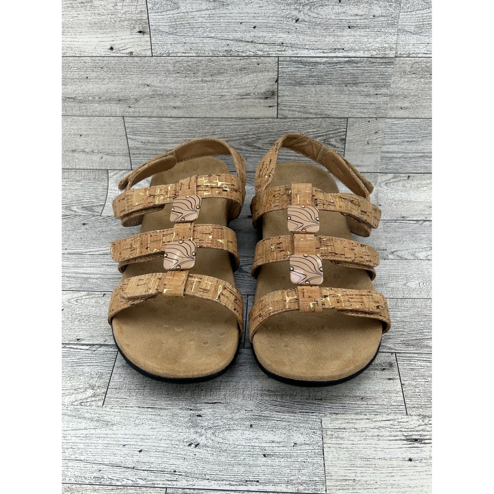 Vionic Amber Cork Strap Sandals Women's Size 7‎ Tan Gold Comfort Orthotic